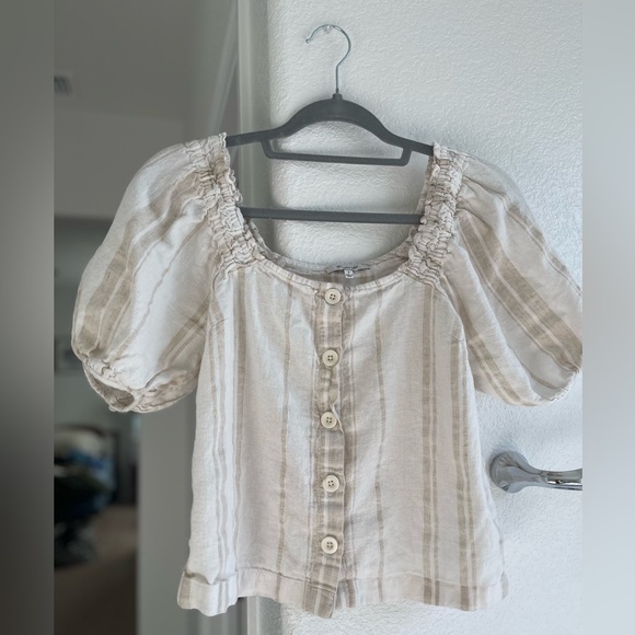 Madewell Linen-Blend Square-Neck Button-Front Top: Undyed Edition - Picture 8 of 8